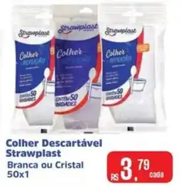 Mix Mateus Colher descartável strawplast branca ou cristal oferta