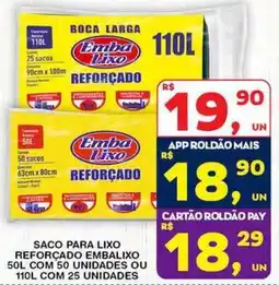 Roldão saco para lixo reforçado embalixo oferta