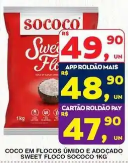 Roldão coco em flocos úmido e adoçado sweet floco sococo oferta