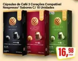 Rede Supermarket Cápsulas de Café 3 Corações Compatível Nespresso S sabores oferta