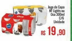 Mart Minas Jogo de copo nf lights ou oca 300ml c/6 unidade oferta
