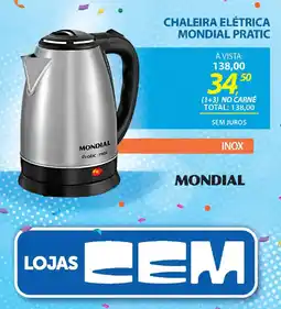 Lojas Cem Chaleira elétrica mondial pratic oferta