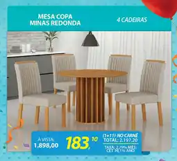 Lojas Cem Mesa copa minas redonda 4 cadeiras oferta
