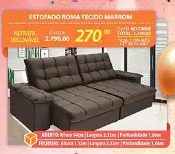 Lojas Cem Estofado roma tecido marrom oferta