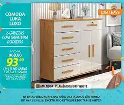 Lojas Cem Cômoda Luka Luxo oferta
