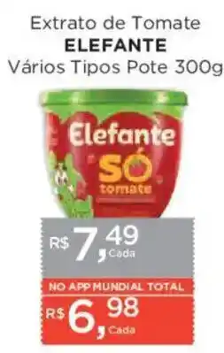 Supermercados Mundial Extrato de Tomate Elefante Vários Tipos oferta
