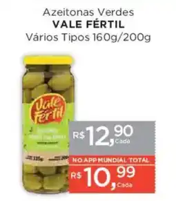 Supermercados Mundial Azeitonas Verdes Vale Fértil Vários Tipos oferta