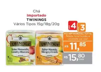 Supermercados Mundial Chá importado twinings vários tipos oferta