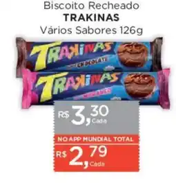 Supermercados Mundial Biscoito recheado trakinhas vários sabores oferta