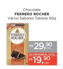 Supermercados Mundial Chocolate ferrero rocher vários sabores tablete oferta