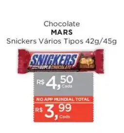 Supermercados Mundial Chocolate mars snickers vários tipos oferta