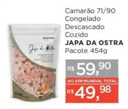 Supermercados Mundial Camarão 71/90 Congelado Descascado Cozido JAPA DA OSTRAS oferta