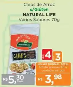 Supermercados Mundial Chips de Arroz s/Gluten Natural Life Vários Sabores oferta