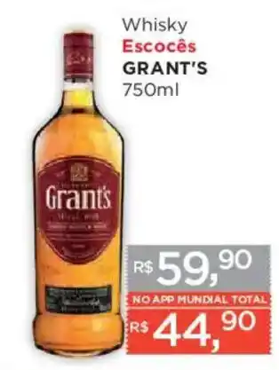 Supermercados Mundial Whisky Escocês Grant's oferta