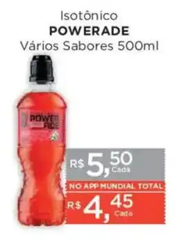 Supermercados Mundial Isotônico powerade vários sabores oferta