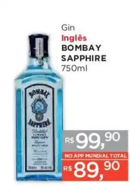 Supermercados Mundial Gin Inglês Bombay Sapphire oferta