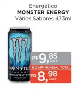 Supermercados Mundial Energético monster energy vários sabores oferta