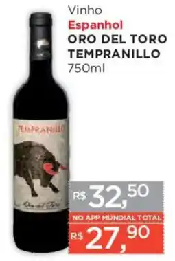Supermercados Mundial Vinho espanhol oro del toro tempranillo oferta