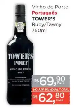 Supermercados Mundial Vinho do porto tower's ruby/tawny oferta