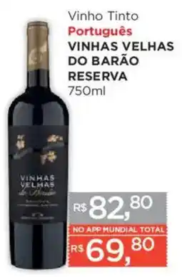 Supermercados Mundial Vinho tinto português vinhas velhas do barão reserva oferta