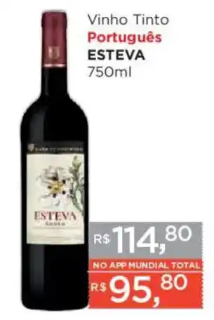 Supermercados Mundial Vinho Tinto Português Esteva oferta