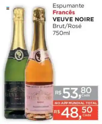 Supermercados Mundial Espumante francês veuve noire brut/rosé oferta