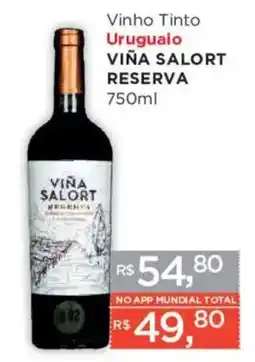 Supermercados Mundial Vinho tinto uruguaio viña salort reserva oferta