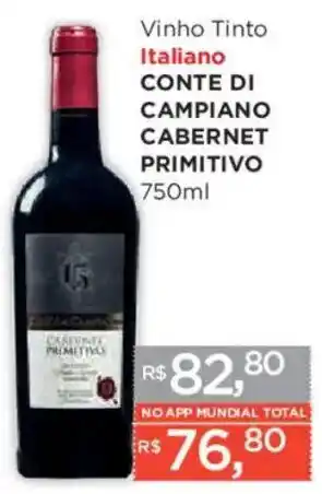 Supermercados Mundial Vinho Tinto Italiano Conte Di Campiano Cabernet Primitivo oferta