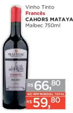 Supermercados Mundial Vinho tinto francês cahors mataya malbec oferta