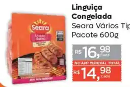 Supermercados Mundial Linguiça Congelada Seara Vários Tipos oferta