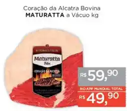 Supermercados Mundial Coração da Alcatra Bovina Maturatta a Vácuo oferta