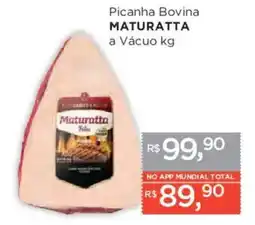 Supermercados Mundial Picanha Bovina Maturatta a Vácuo kg oferta