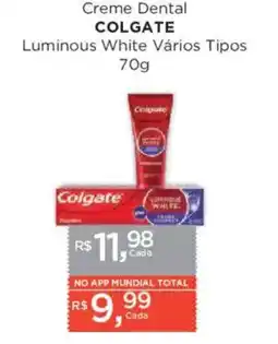 Supermercados Mundial Creme dental colgate luminous white vários tipos oferta