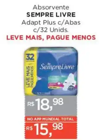 Supermercados Mundial Absorvente sempre livre oferta