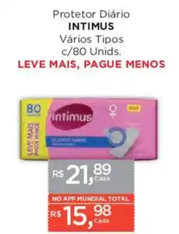 Supermercados Mundial Protetor Diário Intimus Vários Tipos oferta