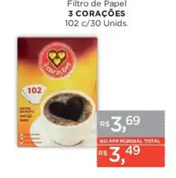 Supermercados Mundial Filtro de Papel 3 Corações oferta