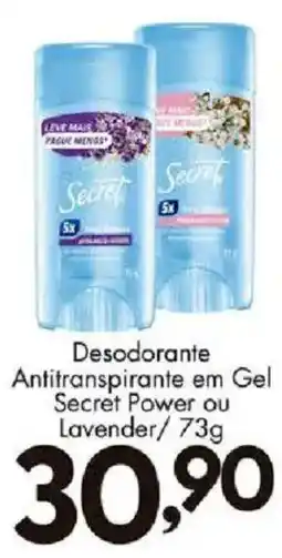 Confiança Supermercados Desodorante Antitranspirante em Gel Secret Power ou Lavender oferta