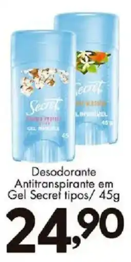 Confiança Supermercados Desodorante antitranspirante em gel secret tipos oferta