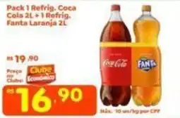 Econômico Atacadão Pack 1 Refrig. Coca Cola 2L + 1 Refrig. Fanta Laranja 2L oferta