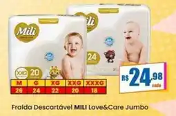 Rede Mais Supermercados Fralda Descartável Mili Love&Care Jumbo oferta