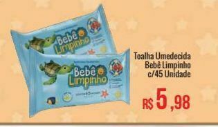 Mart Minas Toalha umedecida bebê limpinho c/45 unidade oferta