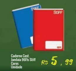 Caderno cost. jandaia 96fls stiff cores unidade