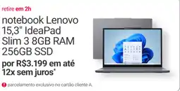Americanas Express notebook lenovo 15,3" ideapad slim 3 8gb ram 256gb ssd oferta