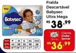 Semar Supermercado Fralda descartável babysec ultra mega oferta