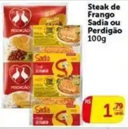Pires Steak de Frango Sadia ou Perdigão oferta