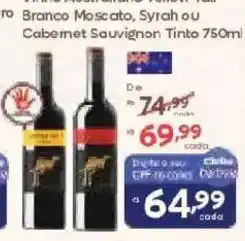 Barbosa Supermercados Vinho Australiano com Palto Branco Moscato, Syrah ou Cabernet Sauvignon Tinto oferta