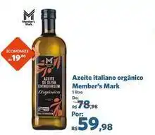 Sam's Club Member's mark - azeite italiano orgânico oferta