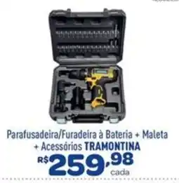 Comjol Parafusadeira/furadeira à bateria + maleta + acessórios tramontina oferta