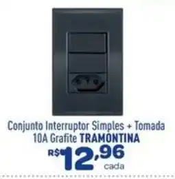 Comjol Conjunto interruptor simples + tomada 10a grafite tramontina oferta
