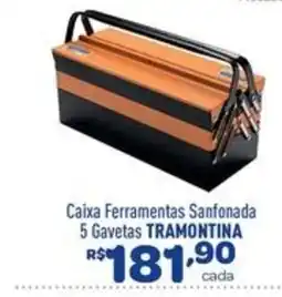 Comjol Caixa Ferramentas Sanfonada 5 Gavetas Tramontina oferta